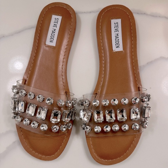 Steve Madden Rhinestone Slip On Sandals Women’s Size 9 - Picture 2 of 6